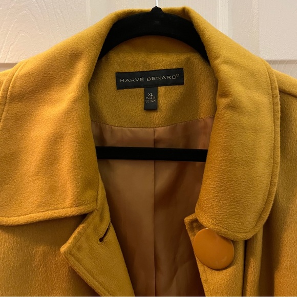 🌟Vintage Harve Bernard Cute Dark Yellow 100% Wool Winter Fall Autumn Coat XL🌟 - Picture 2 of 8